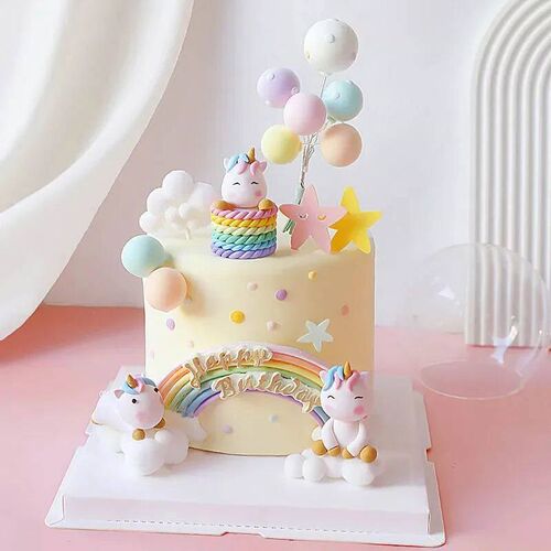 Rainbow Unicorn Cake Topper  Girl Baby Shower Birthday Decor