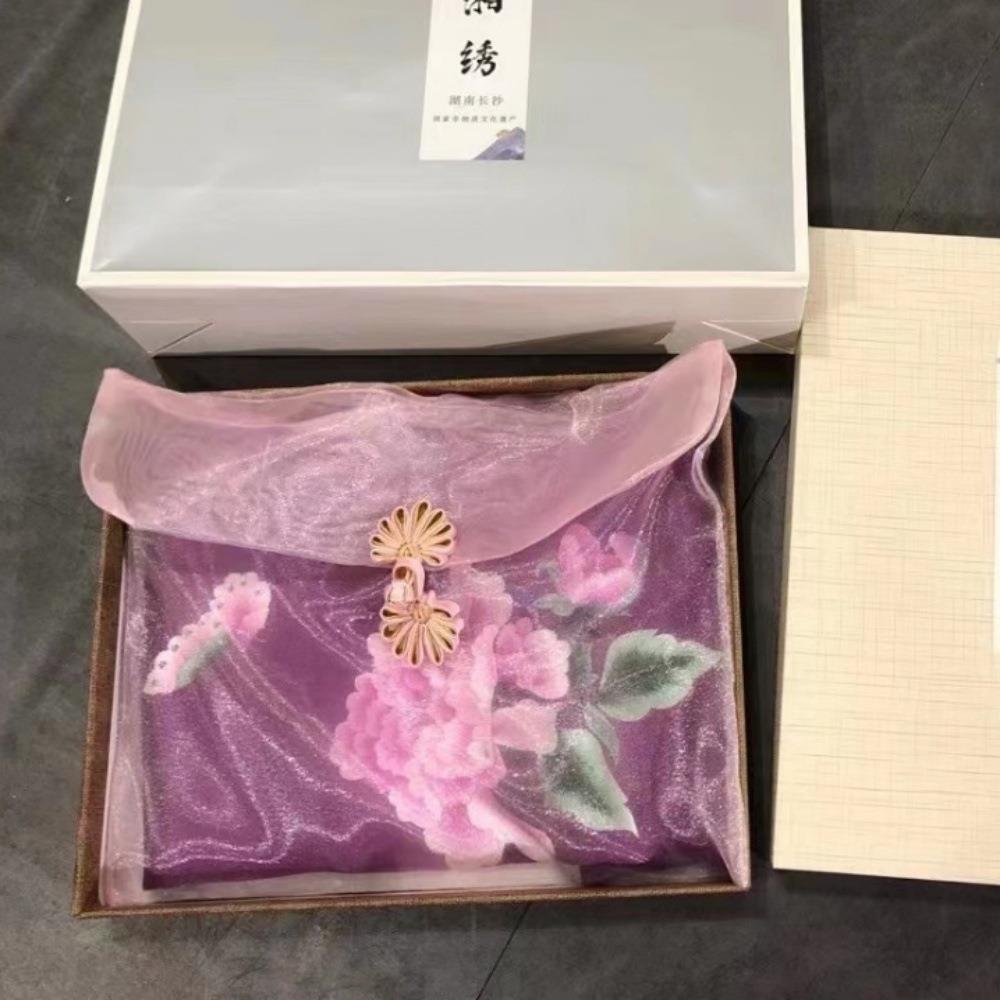 深圳厂家生产纱袋新中式旗袍收纳包装纱袋翻盖纱袋丝巾收纳袋子