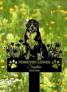 独立站新品自定义狗纪念金属牌铁艺美式花园户外庭院地插名称装饰