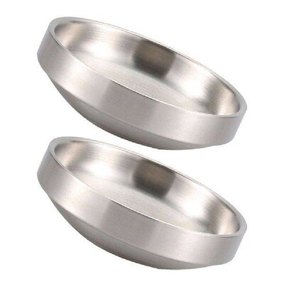 2 Pcs Pickle Dish Dipping Plate Stainless Steel Seasoning