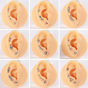 1PC G23 Titanium&Steel 16G CZ Gem Moon Labret Lip Bar Ring C