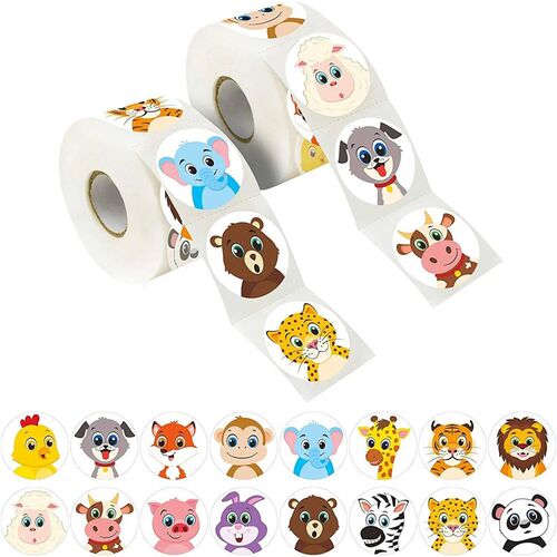 500Pcs/Roll Cartoon Animal Reward ers 2.5cm/1.0in Diy Decor