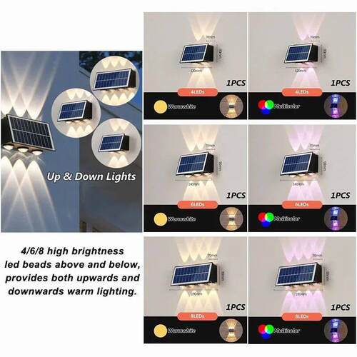 4/6/8LED Solar Wall Spotlight Outdoor Upper And Lower Lighti
