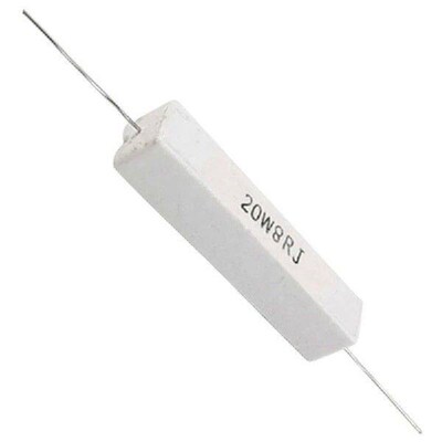 6 Pcs Wire Wound Ceramic Cement Resistor 8 Ohm 20W 5%