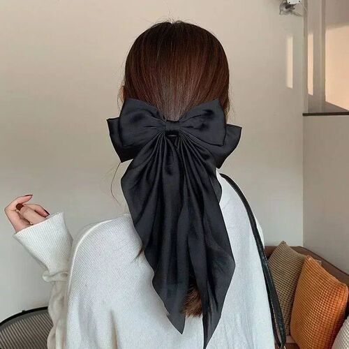 Elegant Bow Ribbon Hair Clip For Girls Fashion Simple Solid