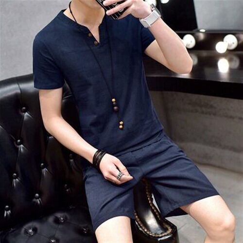 Mainly Recommend Mens Short-sleeved Shorts Suit Cotton Line