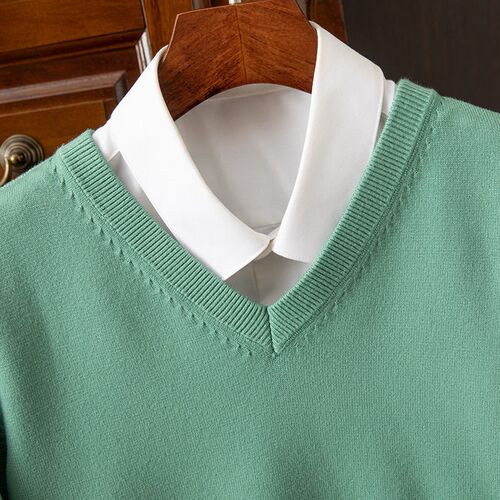 Autumn And Winter Knitwear V-neck Mens Pullover Base Shirt