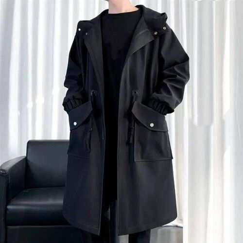 Zippered Long-sleeve Coat for Men Setwear Mens nch Coat