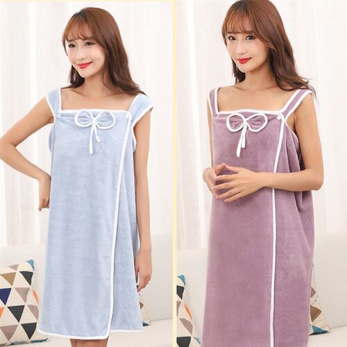 140x80cm Wearable Bath Towels Coral Fleece Womens Bath Skir