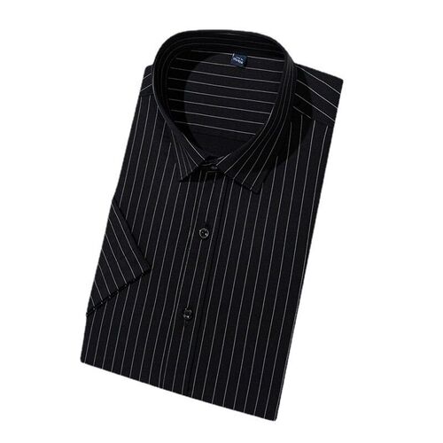 White Striped Shirt Mens Short-sleeved Summer Casual Bamboo