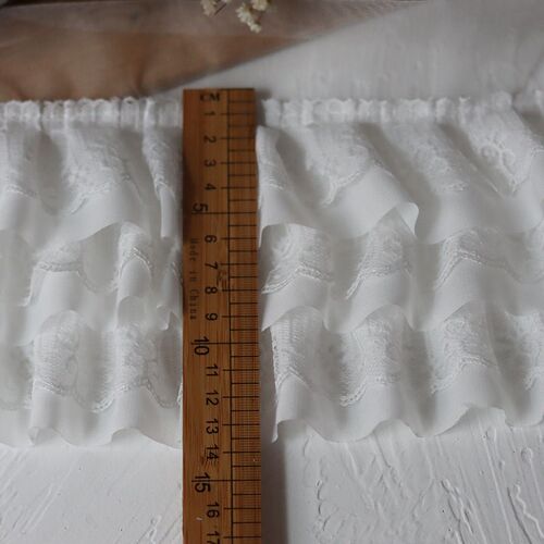 12CM Wide White Black Three Layers 3D Pleated Mesh Chiffon F