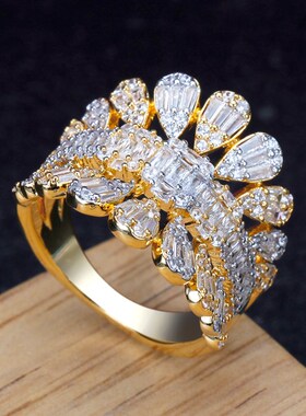 New rendy Big CZ Rings Statement Rings for Women Cubic Zirco