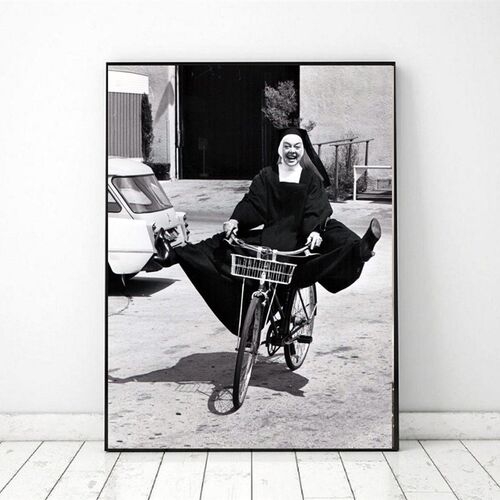Smoking Nuns Prints Vintage Photo Black and White Poster Cig