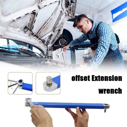 Compact Offset Extension Wrench with 4 Adapters Dual-purpose
