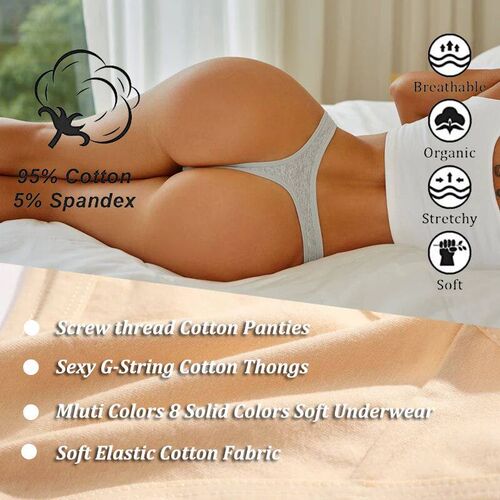 4PCS/Set Women Cotton Panties Seamless Low Rise Thongs V-Wai