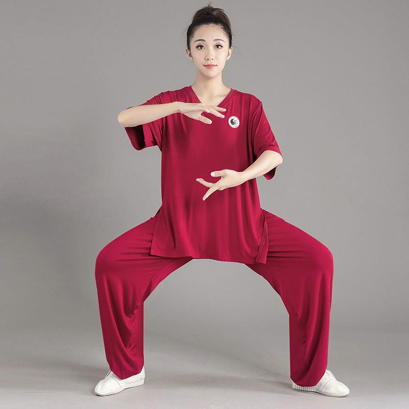 太极服套装男女春夏新款表演服中老年练功服武术服太极拳服中国风 - 实物图