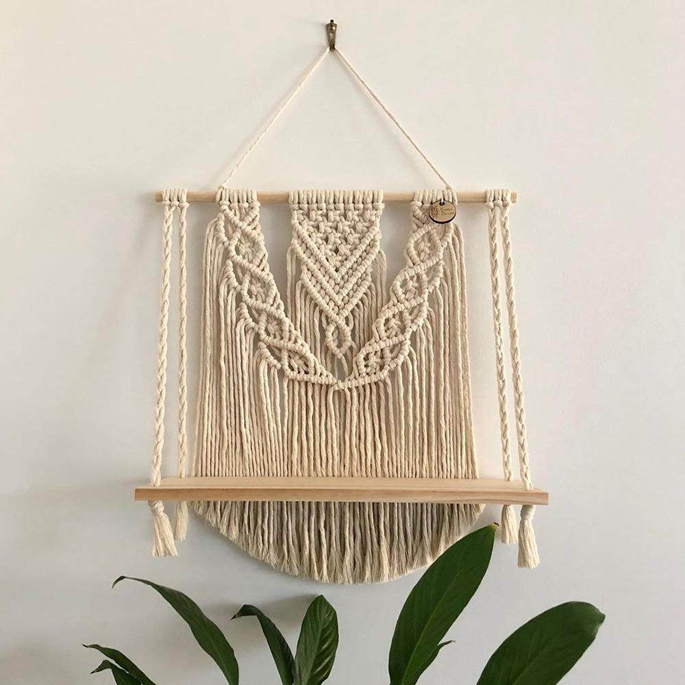 波西米亚手工编织置物架客厅卧室床头民宿酒店墙上收纳棉绳装饰,鲜花速递/花卉仿真/绿植园艺,割草机/草坪机,淘宝优惠券,粉丝福利购,淘宝优惠卷