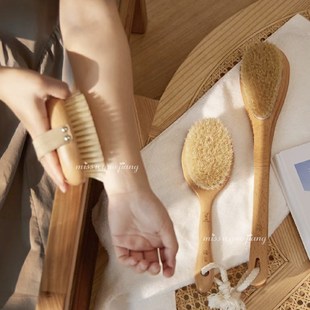 浴见干刷身体刷猪鬃毛沐浴刷洗澡搓澡背刷磨砂膏长柄后背刷软毛刷