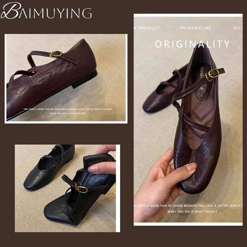 Flat Mary Jane Shoe Women Retro Sole Leather Ballet 2025 Spr