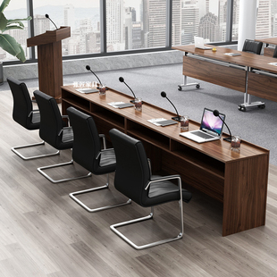 主席台领导发言台板式木质会议桌演讲培训长条接待办公桌子椅