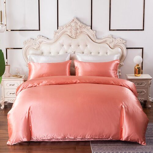 Home Textiles  Simulated Silk Pure Color Satin Set Ice Silk