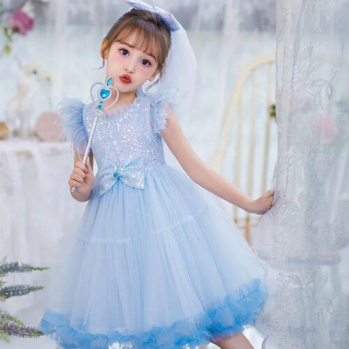 Baby Girl Clothes Dress Female Children Mesh Puff Sleeve