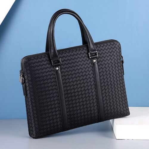 Mens Briefcase One-shoulder Crossbody Braided Double-layer