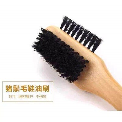 Boar Bristle Shoe Polish Brush with Solid Wood Handle, Shoe