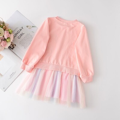 Unicorn Princess Dress Girls Autumn Spring Kids Cute Cartoon