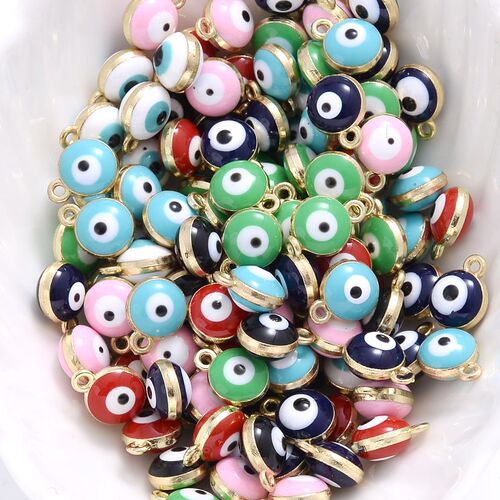 30Pcs/Lot 7x9mm Round Alloy Metal Drop Oil Pendant Charms Bl