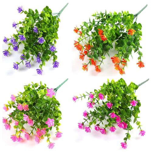 7 Fork 35 Head Eucalyptus Rose Plastic Lotus Flower Bouquet