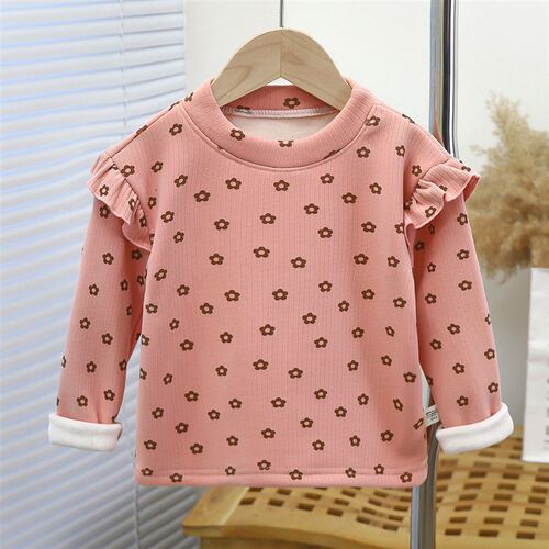 Girls Autumn And Winter Floral Base Shirt Girls Flying Sle