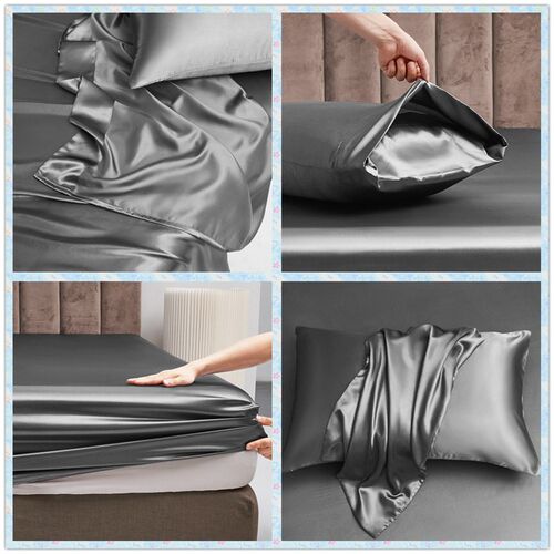 Four-piece Set Of Solid Color Satin Sheets, Skin-friendly Se
