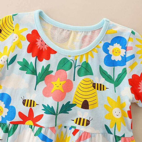 Lattice Childrens Dress Summer Girl Dress Knitted Cotton Ca