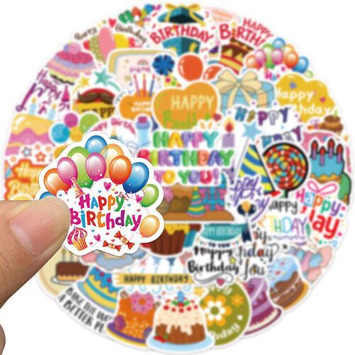 50 birthday wishes graffiti stickers decorated suitcase guit