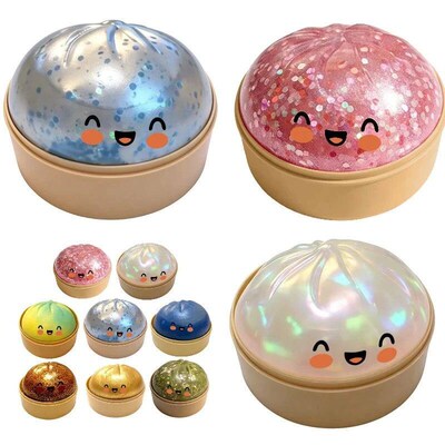 Colorful Glitter Dumplings Pinch Squishy Dumpling Toys Steam