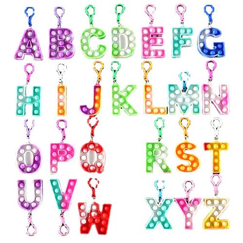 26-letter Keychain Fidget Toys Silicone Push Bubble Simple D