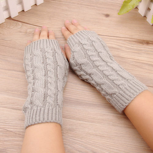Women Stylish Hand Warmer Winter Gloves Arm Crochet Knitting