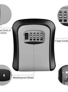 Key Lock Box Wall Mounted alloy Key Safe Box Weatherproof 4