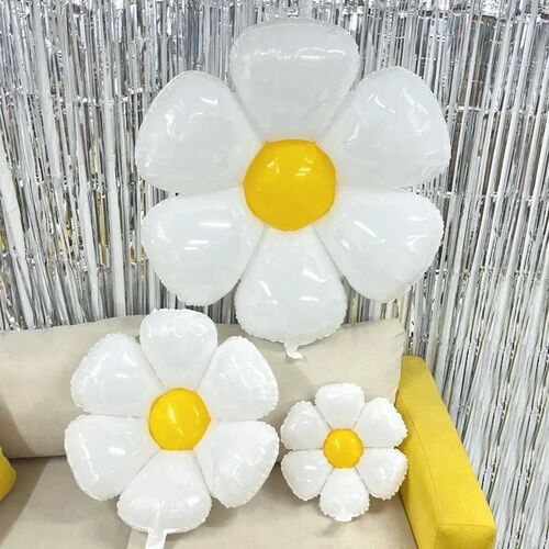 1/10Pcs Daisy Balloon Huge White Flower Aluminum Foil Balloo