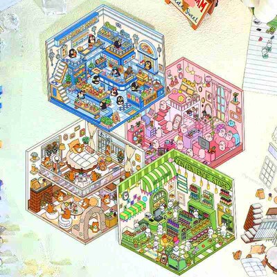 Kawaii 3D Landsaping ers Cartoon ature Sene Visual Staking T