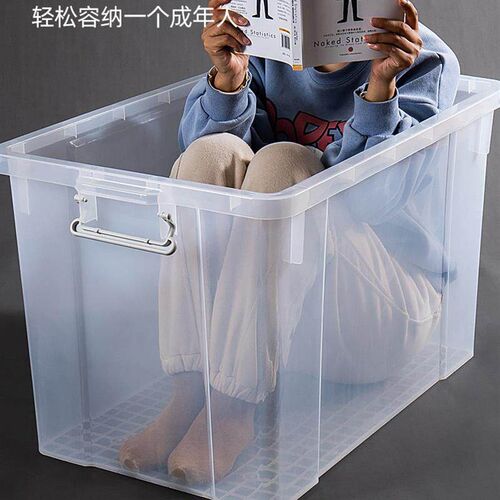 Transparent size plastic storage box with lid handle