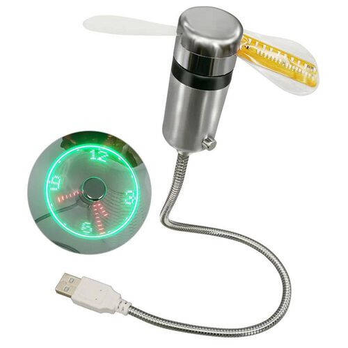 Clock Fans Time Temperature Display LED Clock Fan DC 5V Mini
