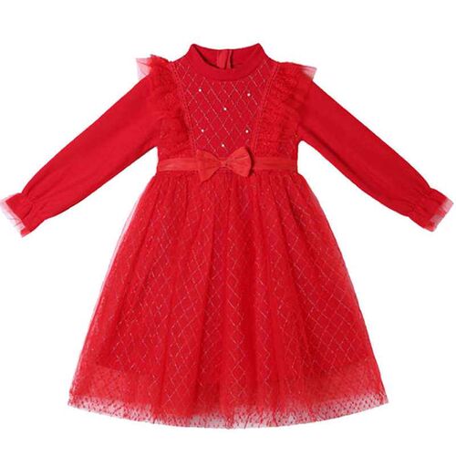 Girls Dress Winter New Lace White Princess Dress Bow Fleece