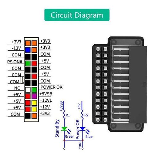 ATX 24Pin Female To 24Pin Male 90 Degree Power Plug Adapter