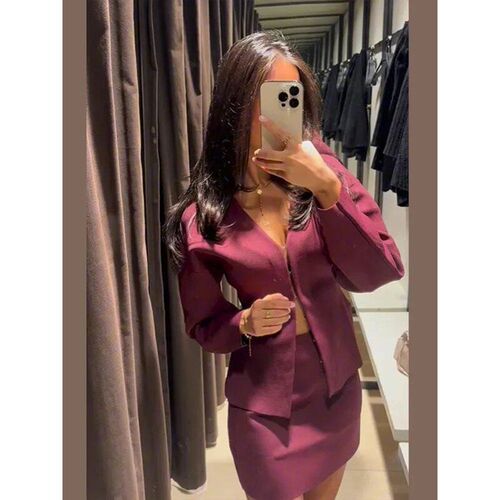 Ladies Autumn Winter Skirts Suit Women Set Long Sleeve Chic