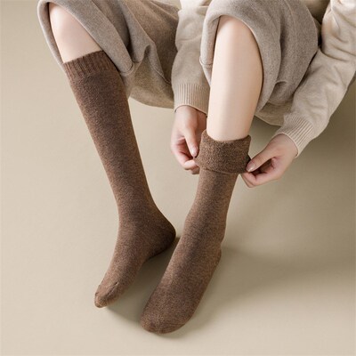 Winter Warm Long Socks Women Thick Thermal Cotton Knee High