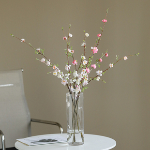 腊梅梅花枝仿真花假花桃花中式家居摆件插花客厅干花电视柜装饰品