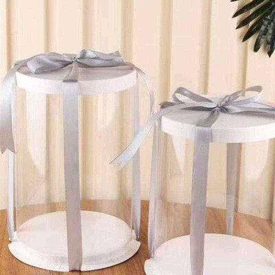 5pcs Round Cake Box Clear Cylindrical Pattern Transparent T