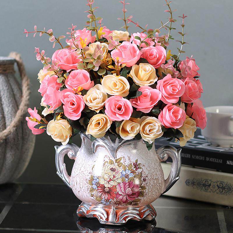 Artificial rose bouquet suit plastic flowers fake flowers si图片